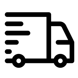 Icon of a delivery truck with motion lines indicating speed.